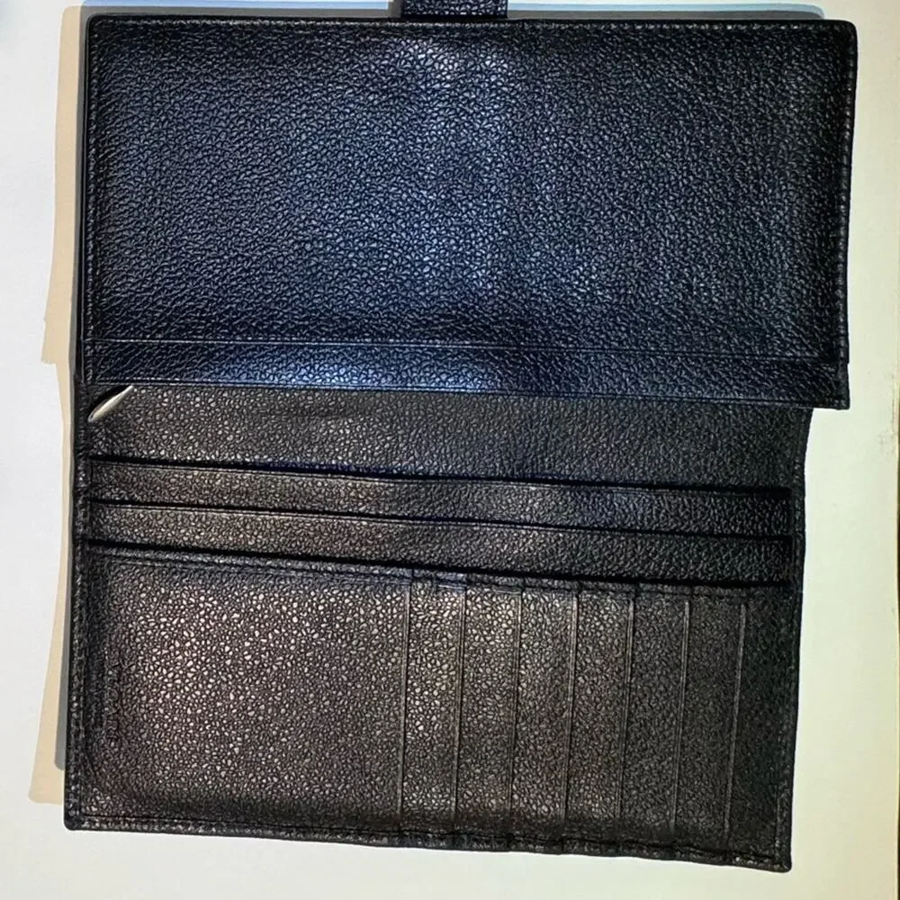 Bvlgari Black Leather Wallet‎ w/ Auth Certificate 6.7x3.5” Red Interior Luxury